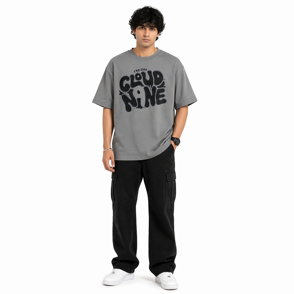 VA Oversized Cloud Nine  T-Shirt – Premium 240 GSM Cotton Drop Shoulder Fit