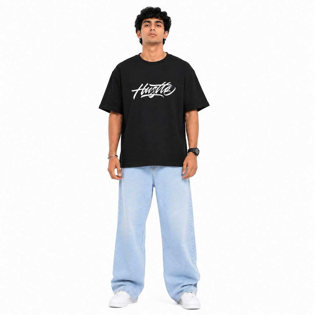 VA Oversized  Hustle T-Shirt – Premium 240 GSM Cotton Drop Shoulder Fit