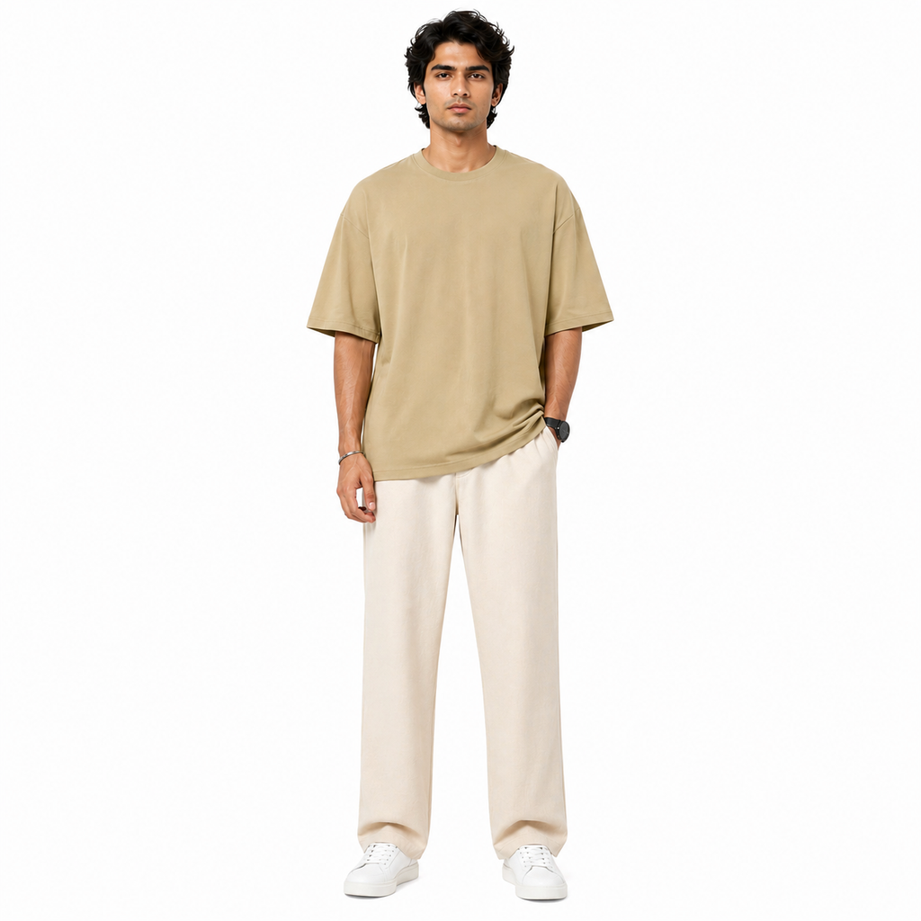 Men’s Oversized T-Shirt 240 GSM | Premium Heavyweight Cotton | Drop Shoulder Blank Tee | Streetwear Fit | The V Apparel