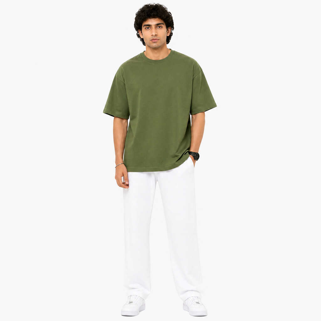 Men’s Oversized T-Shirt 240 GSM | Premium Heavyweight Cotton | Drop Shoulder Blank Tee | Streetwear Fit | The V Apparel