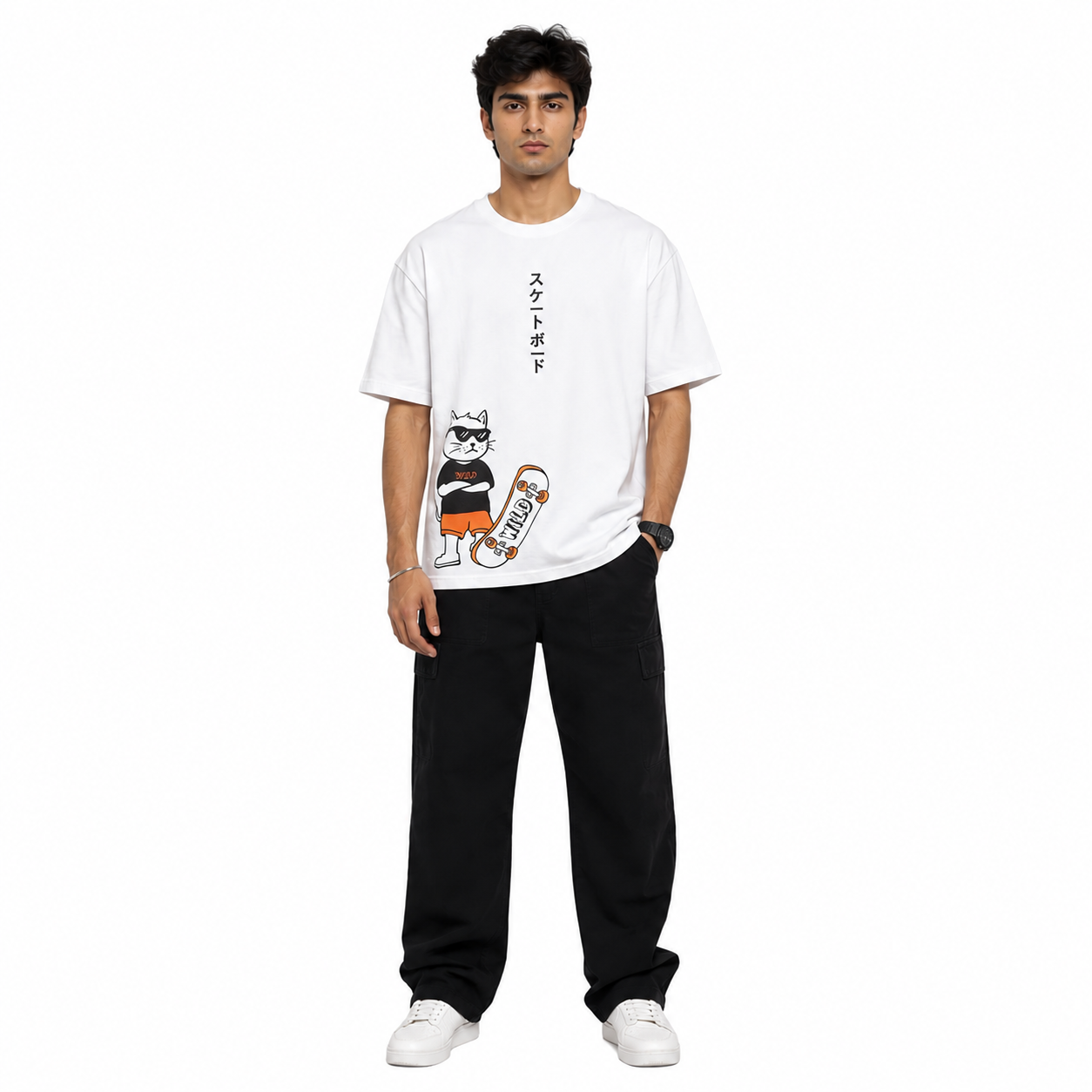VA Oversized wild cat T-Shirt – Premium 240 GSM Cotton Drop Shoulder Fit