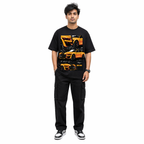 VA Oversized Black Ford Mustang T-Shirt – Premium 240 GSM Cotton Drop Shoulder Fit