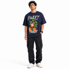 VA Oversized sweet and tangy Black T-Shirt – Premium 240 GSM Cotton Drop Shoulder Fit