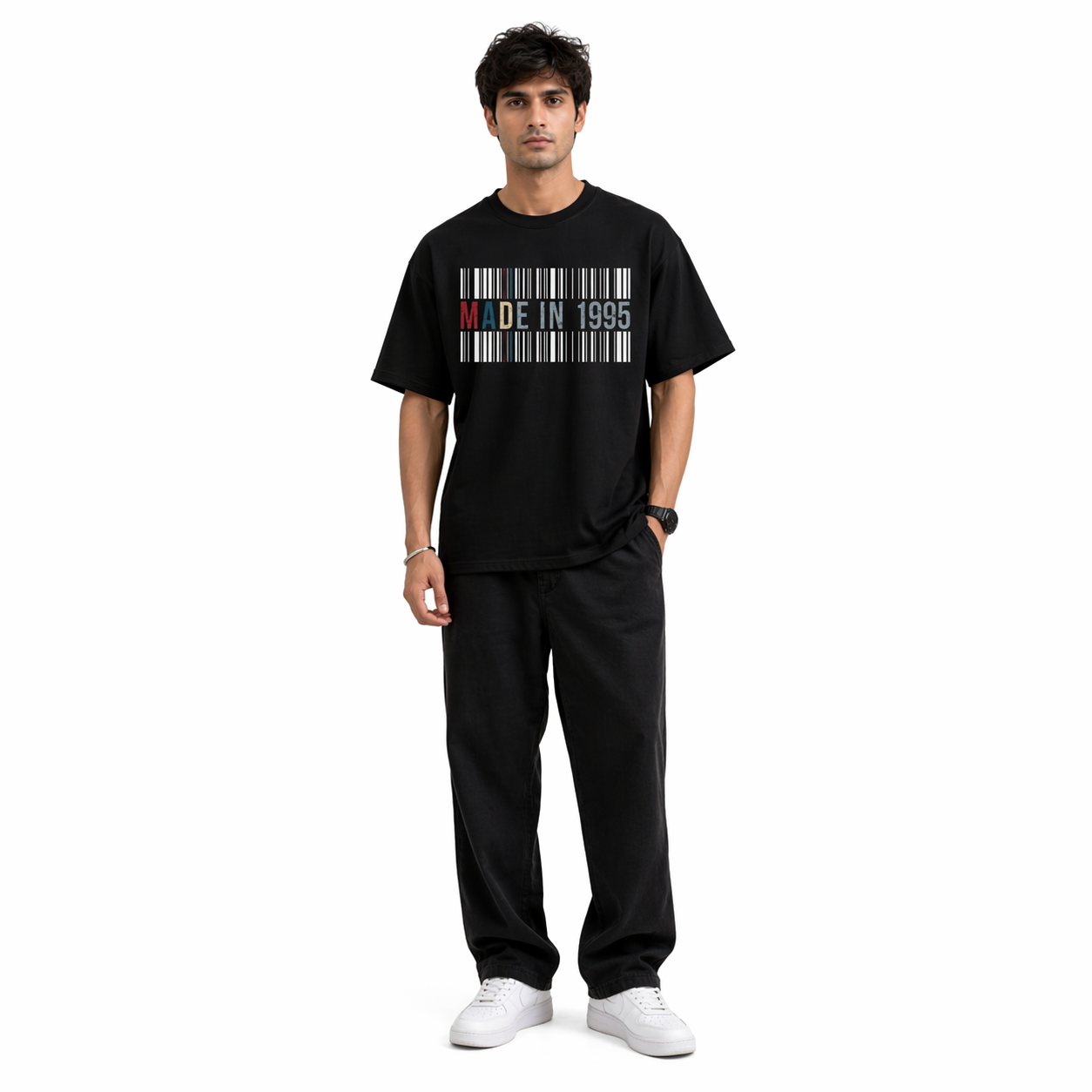 VA Oversized Black Made IN 1995  T-Shirt – Premium 240 GSM Cotton Drop Shoulder Fit