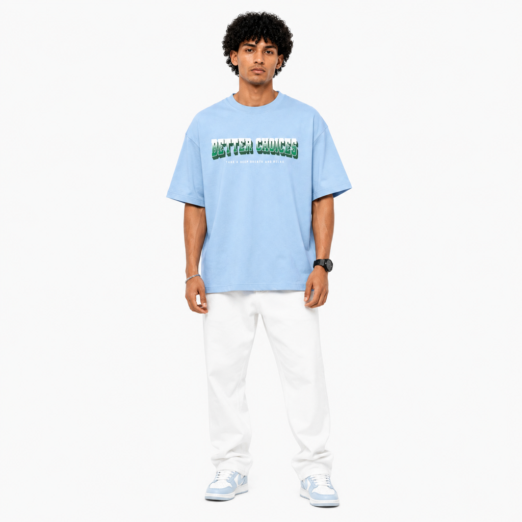 VA Oversized Better choice blue T-Shirt – Premium 240 GSM Cotton Drop Shoulder Fit