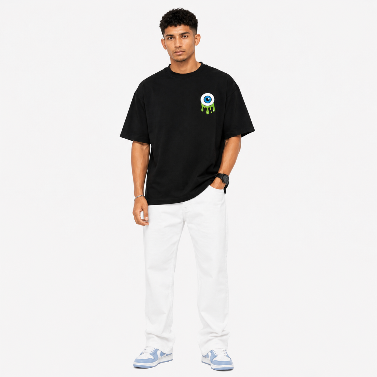 VA Oversized Evil Eyes T-Shirt – Premium 240 GSM Cotton Drop Shoulder Fit