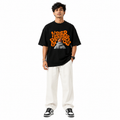 VA Oversized Never Backward Black T-Shirt – Premium 240 GSM Cotton Drop Shoulder Fit