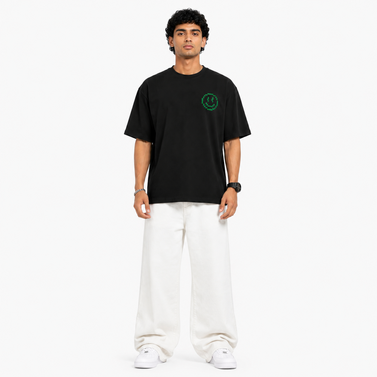 VA Oversized fun project Black T-Shirt – Premium 240 GSM Cotton Drop Shoulder Fit