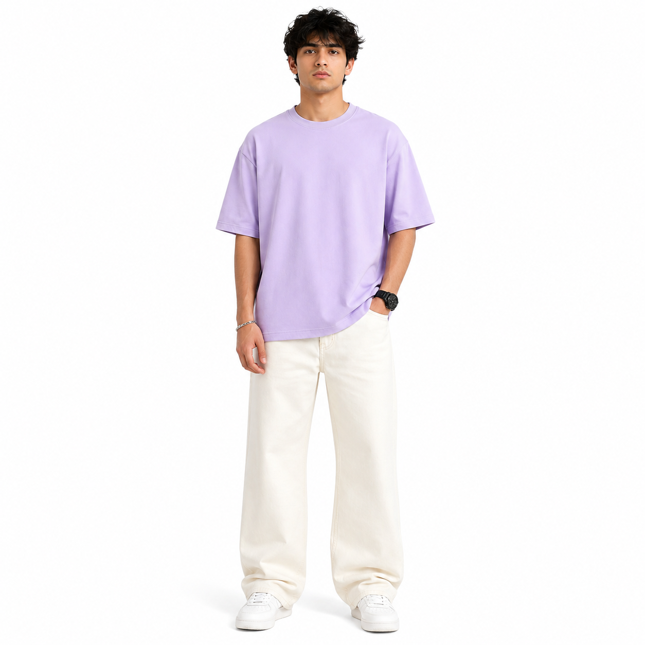 Men’s Oversized T-Shirt 240 GSM | Premium Heavyweight Cotton | Drop Shoulder Blank Tee | Streetwear Fit | The V Apparel