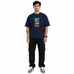 VA Oversized Anime navy blue T-Shirt – Premium 240 GSM Cotton Drop Shoulder Fit