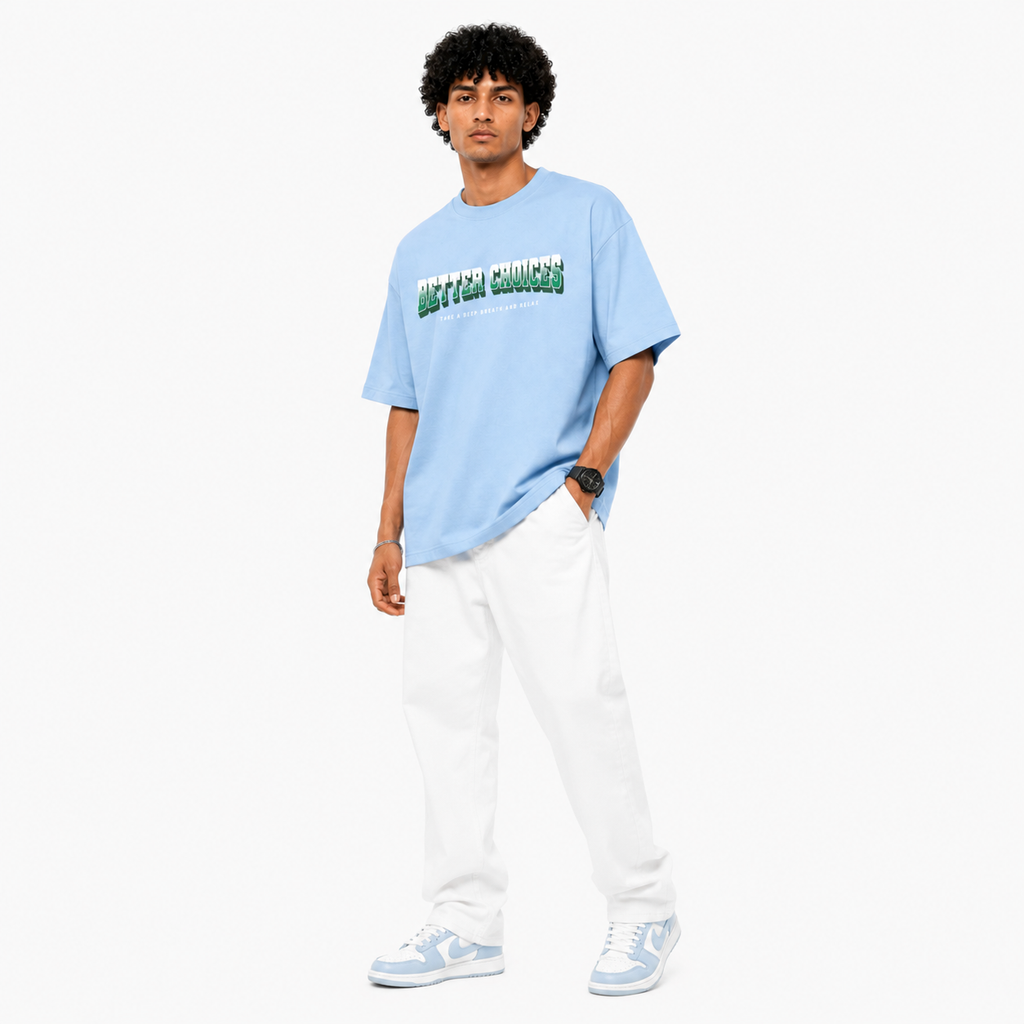 VA Oversized Better choice blue T-Shirt – Premium 240 GSM Cotton Drop Shoulder Fit