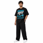 VA Oversized Black 911 GT3 Racing T-Shirt – Premium 240 GSM Cotton Drop Shoulder Fit