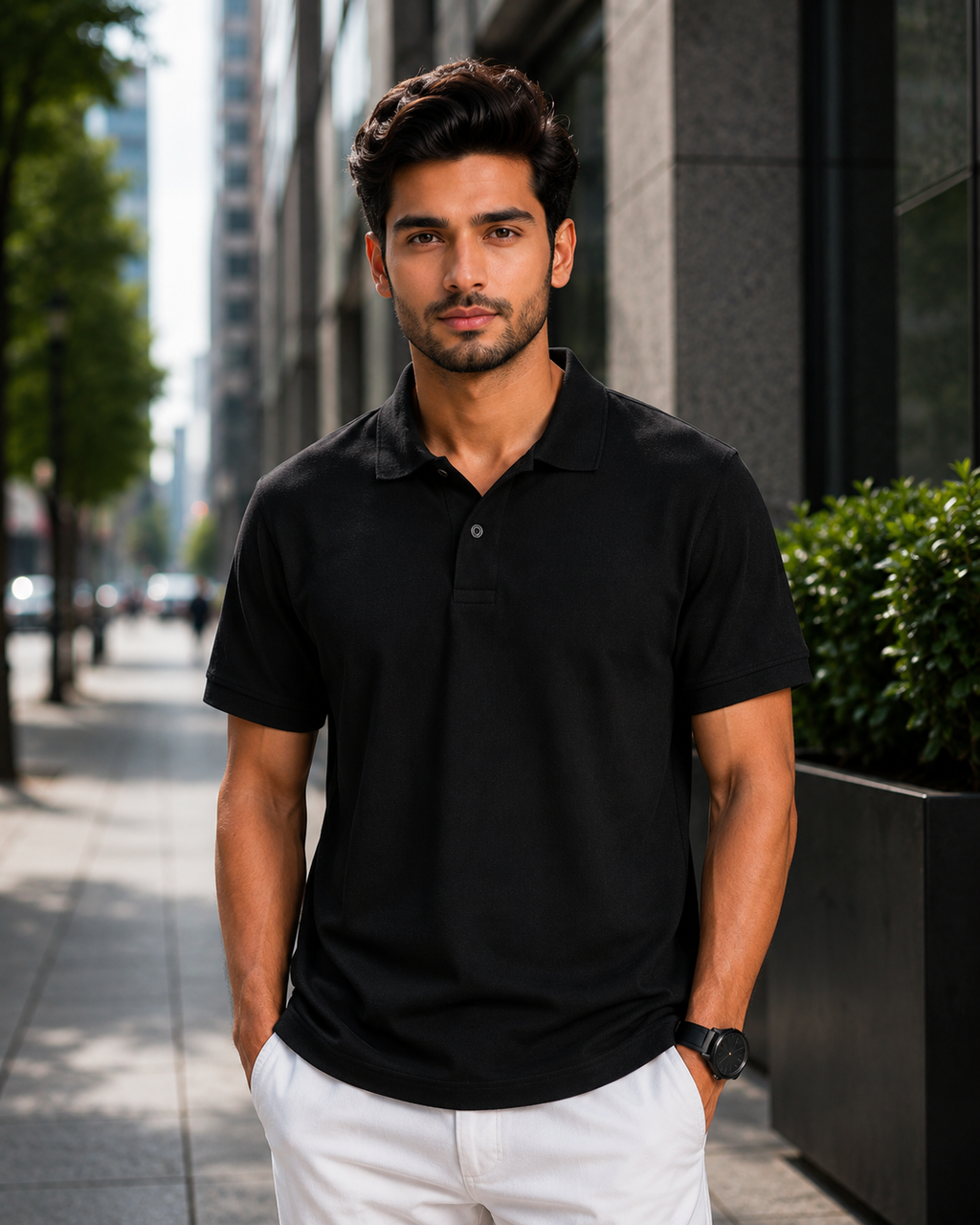 VA Premium 250 GSM Airtex Black Polo T-Shirt – Breathable High-Quality Polo