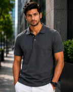VA Premium 250 GSM Airtex Charcoal Grey Polo T-Shirt – Breathable High-Quality Polo
