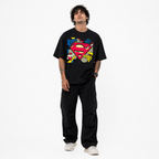 VA Oversized Black Superman T-Shirt – Premium 240 GSM Cotton Drop Shoulder Fit