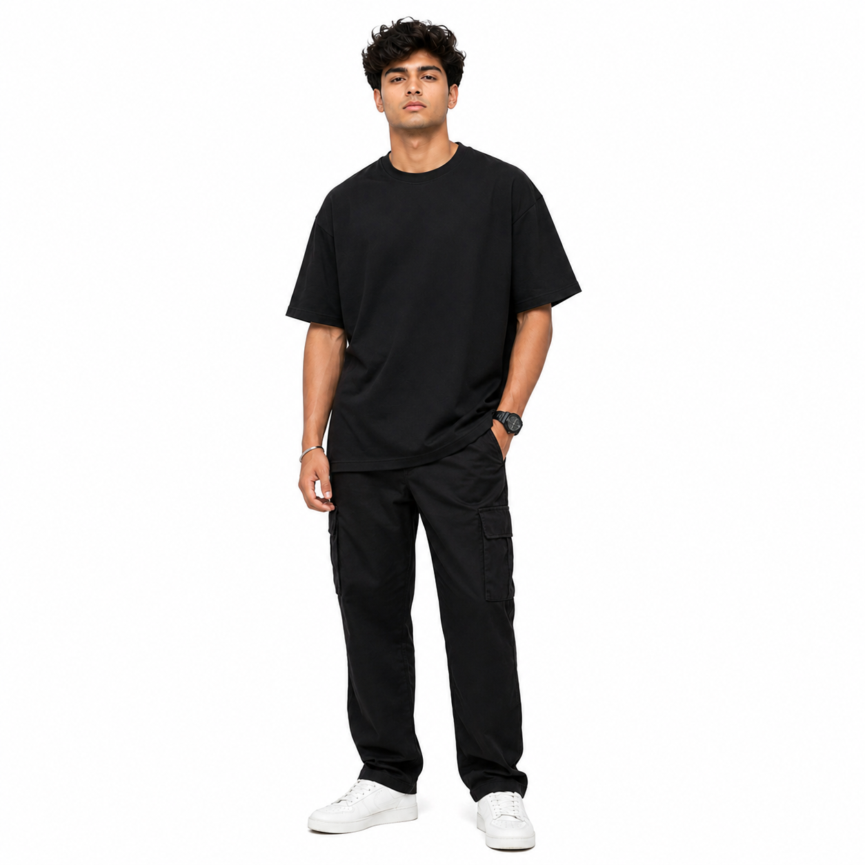 Men’s Oversized T-Shirt 240 GSM | Premium Heavyweight Cotton | Drop Shoulder Blank Tee | Streetwear Fit | The V Apparel