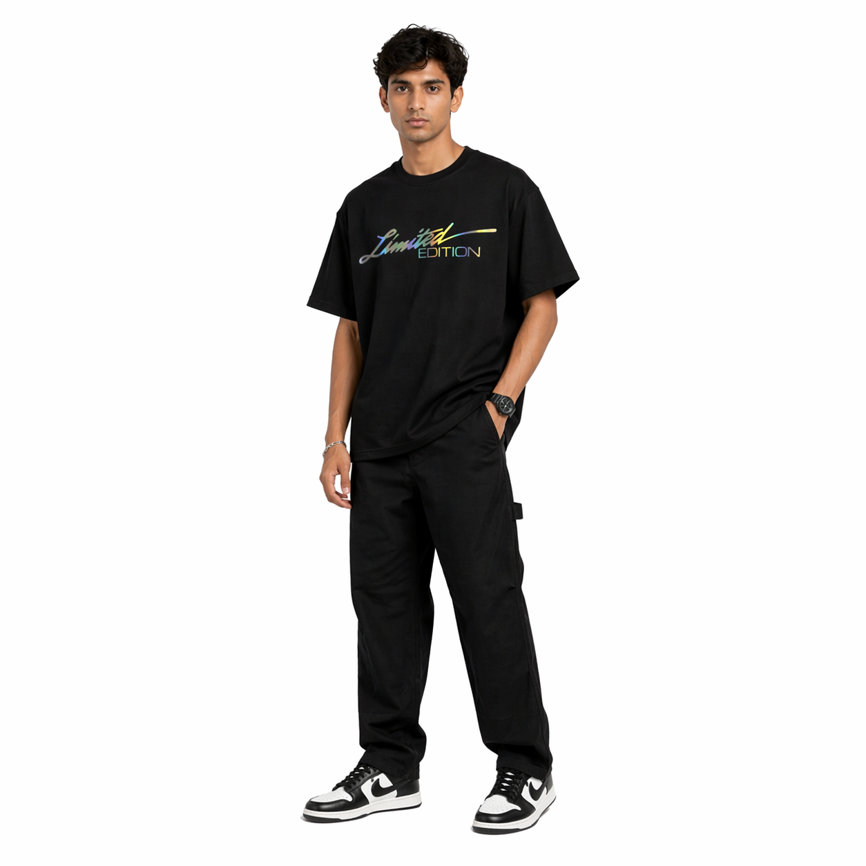 VA Oversized Black Limited Edition T-Shirt – Premium 240 GSM Cotton Drop Shoulder Fit