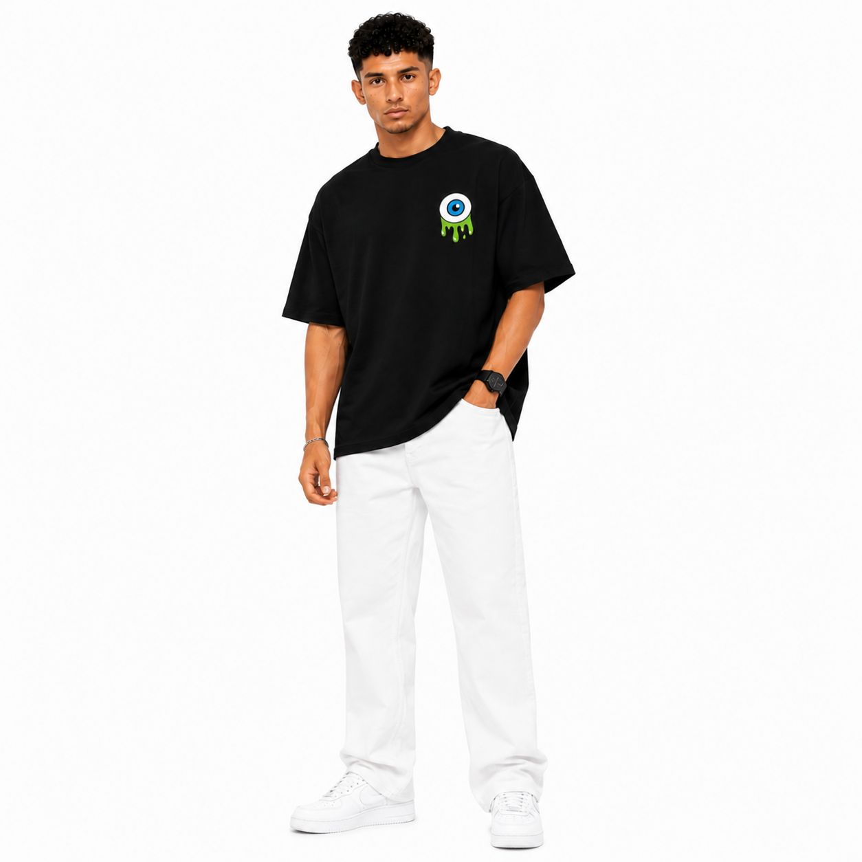 VA Oversized Evil Eyes T-Shirt – Premium 240 GSM Cotton Drop Shoulder Fit