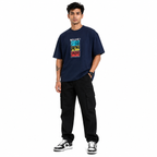 VA Oversized Anime navy blue T-Shirt – Premium 240 GSM Cotton Drop Shoulder Fit