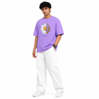VA Oversized lavender flower T-Shirt – Premium 240 GSM Cotton Drop Shoulder Fit