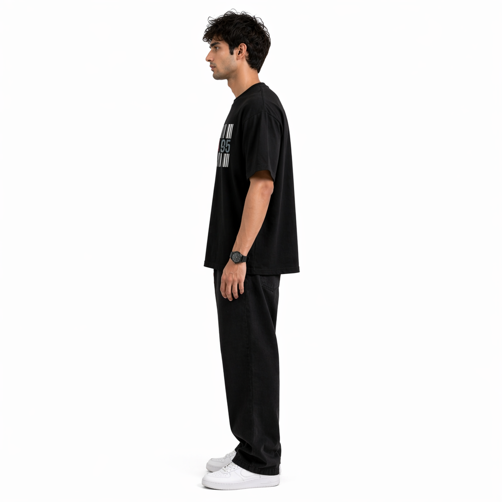 VA Oversized Black Made IN 1995  T-Shirt – Premium 240 GSM Cotton Drop Shoulder Fit