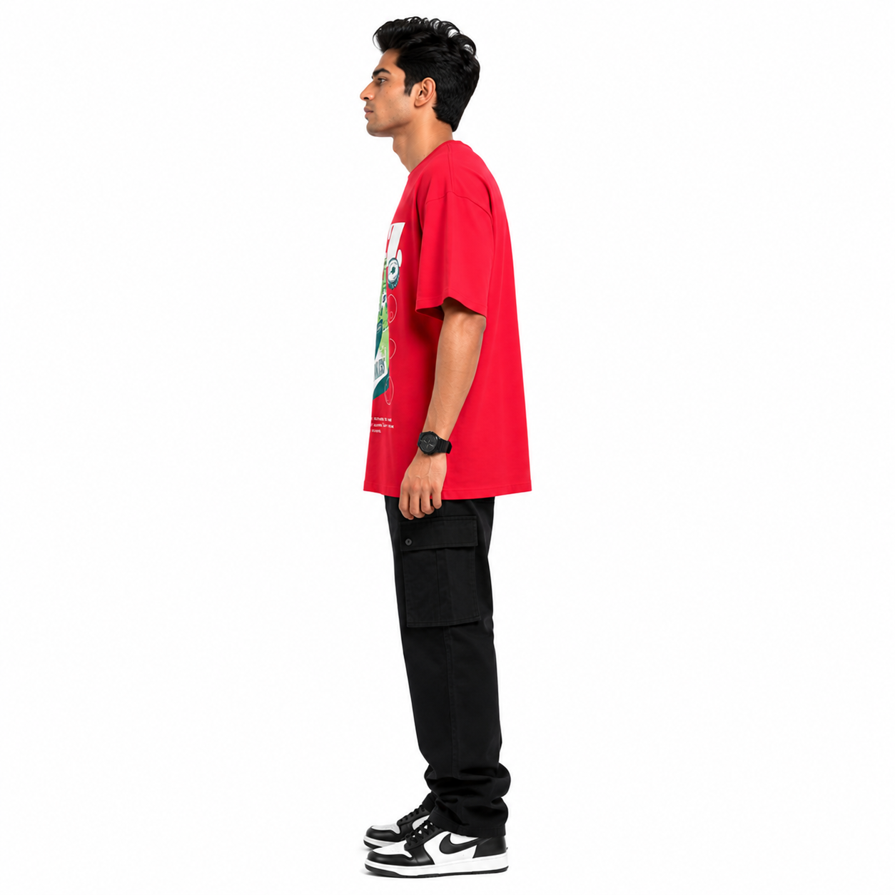 VA Oversized Fizz Red T-Shirt – Premium 240 GSM Cotton Drop Shoulder Fit