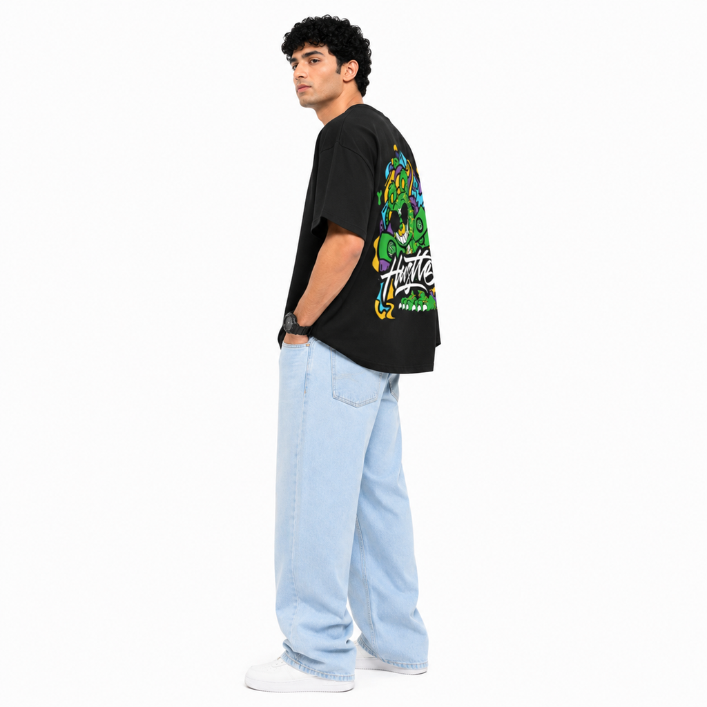 VA Oversized  Hustle T-Shirt – Premium 240 GSM Cotton Drop Shoulder Fit
