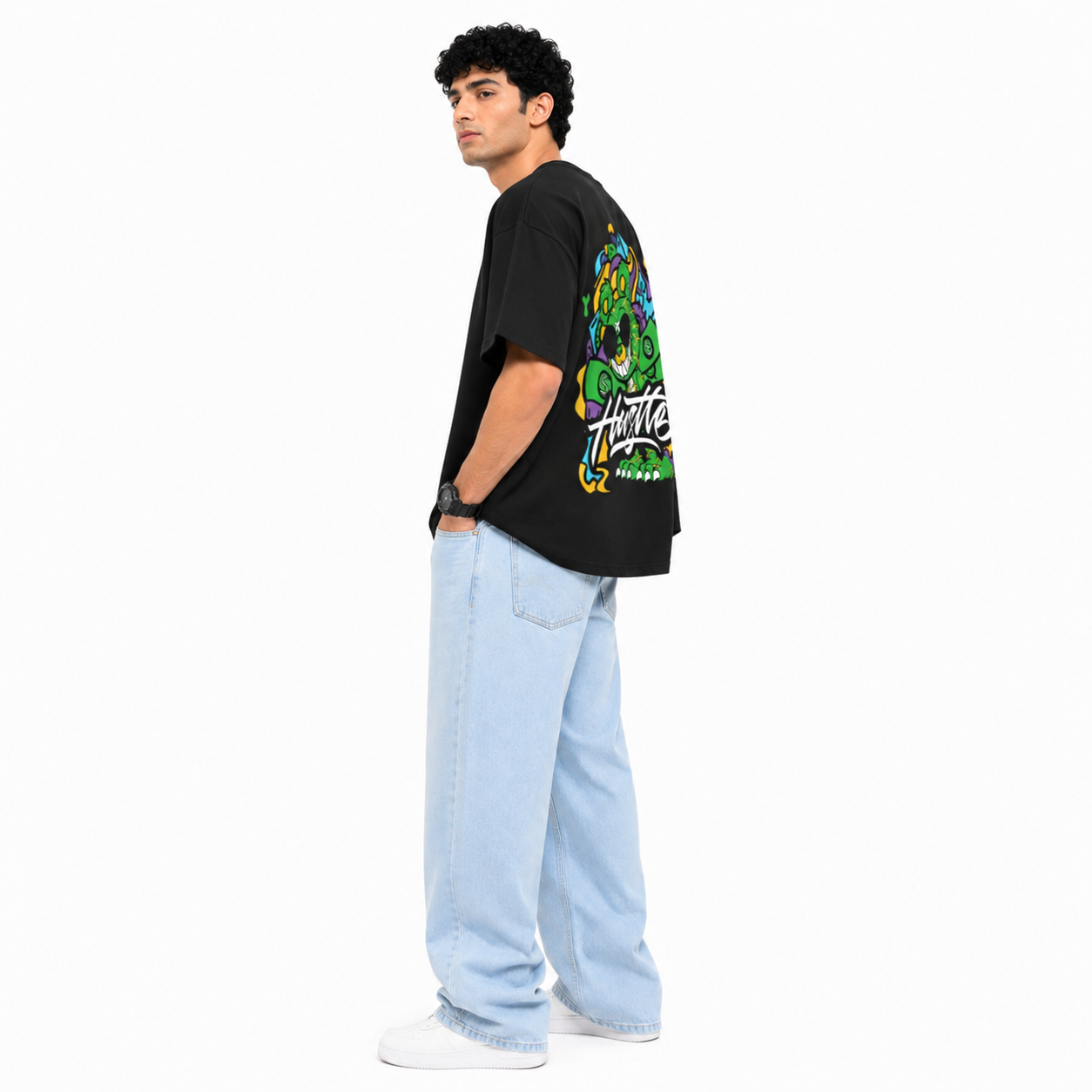 VA Oversized  Hustle T-Shirt – Premium 240 GSM Cotton Drop Shoulder Fit