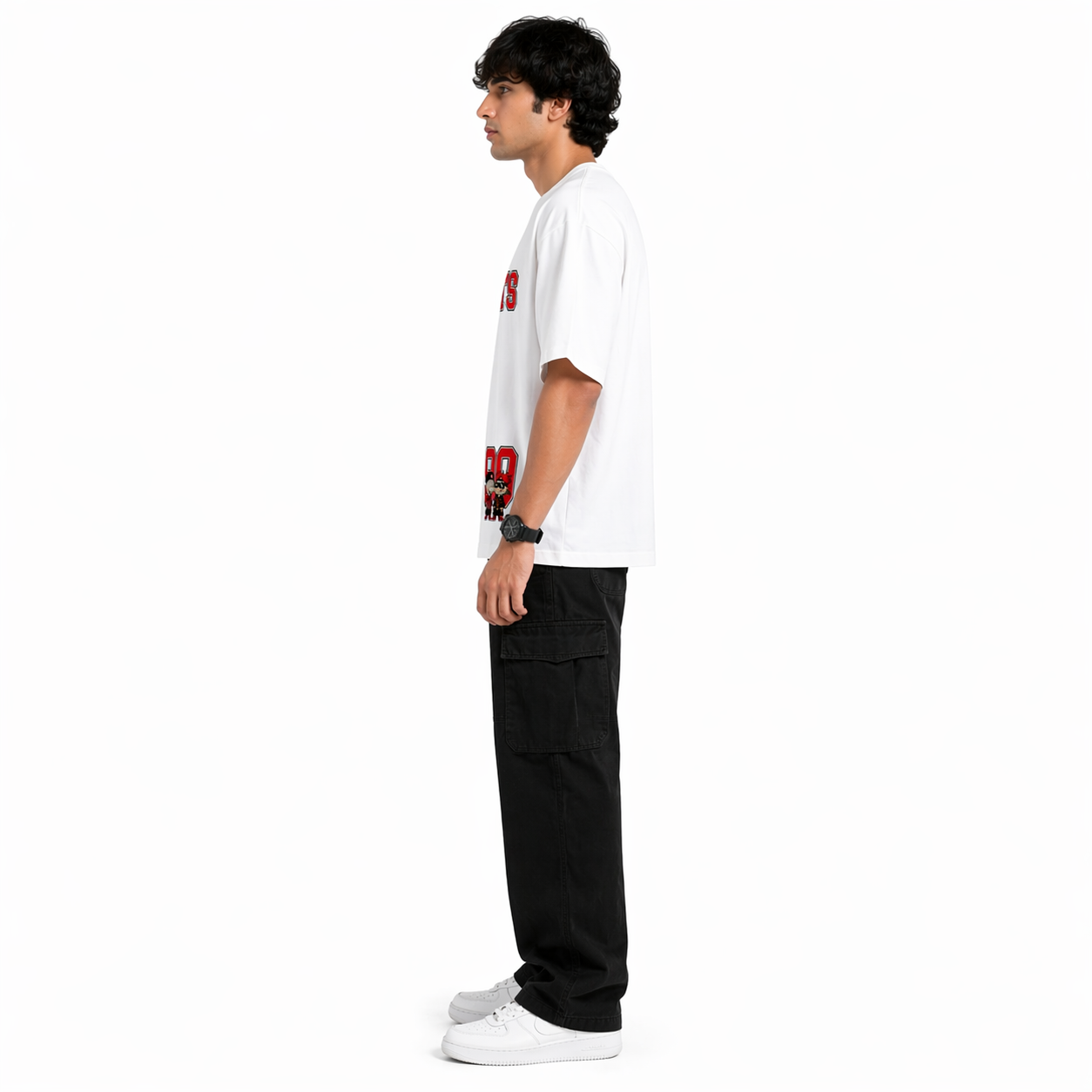 VA Oversized  White Rugrats T-Shirt – Premium 240 GSM Cotton Drop Shoulder Fit