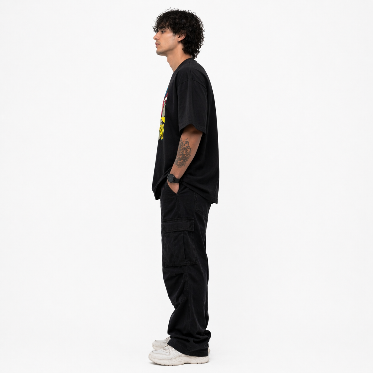 VA Oversized Black Superman T-Shirt – Premium 240 GSM Cotton Drop Shoulder Fit