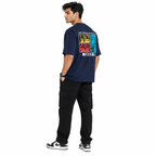 VA Oversized Anime navy blue T-Shirt – Premium 240 GSM Cotton Drop Shoulder Fit