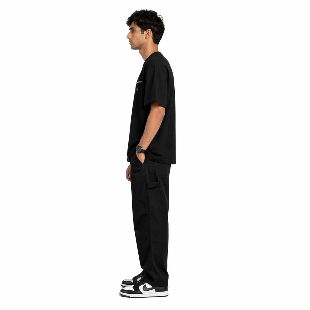 VA Oversized Black Limited Edition T-Shirt – Premium 240 GSM Cotton Drop Shoulder Fit