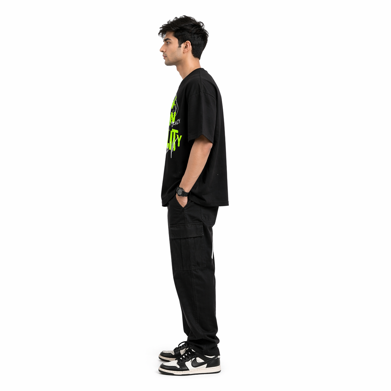 VA Oversized Black- Lost In Reality T-Shirt – Premium 240 GSM Cotton Drop Shoulder Fit