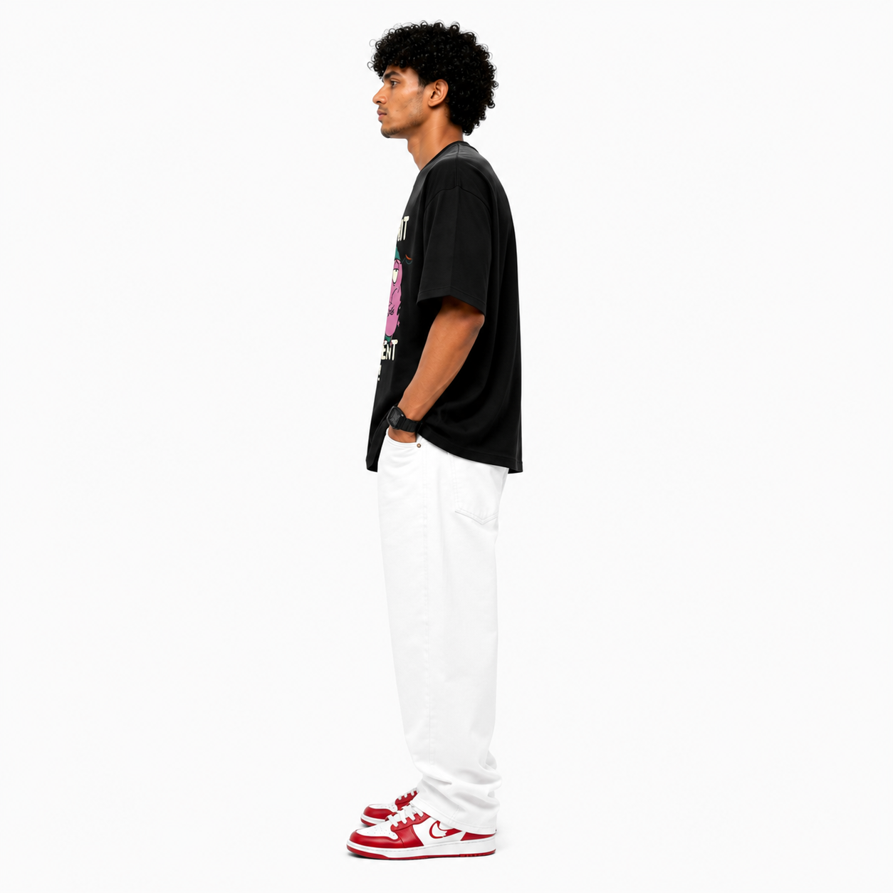 VA Oversized Same shit Black T-Shirt – Premium 240 GSM Cotton Drop Shoulder Fit