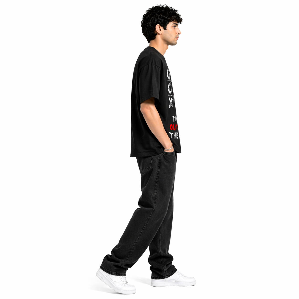 VA Oversized Black XO Brand T-Shirt – Premium 240 GSM Cotton Drop Shoulder Fit