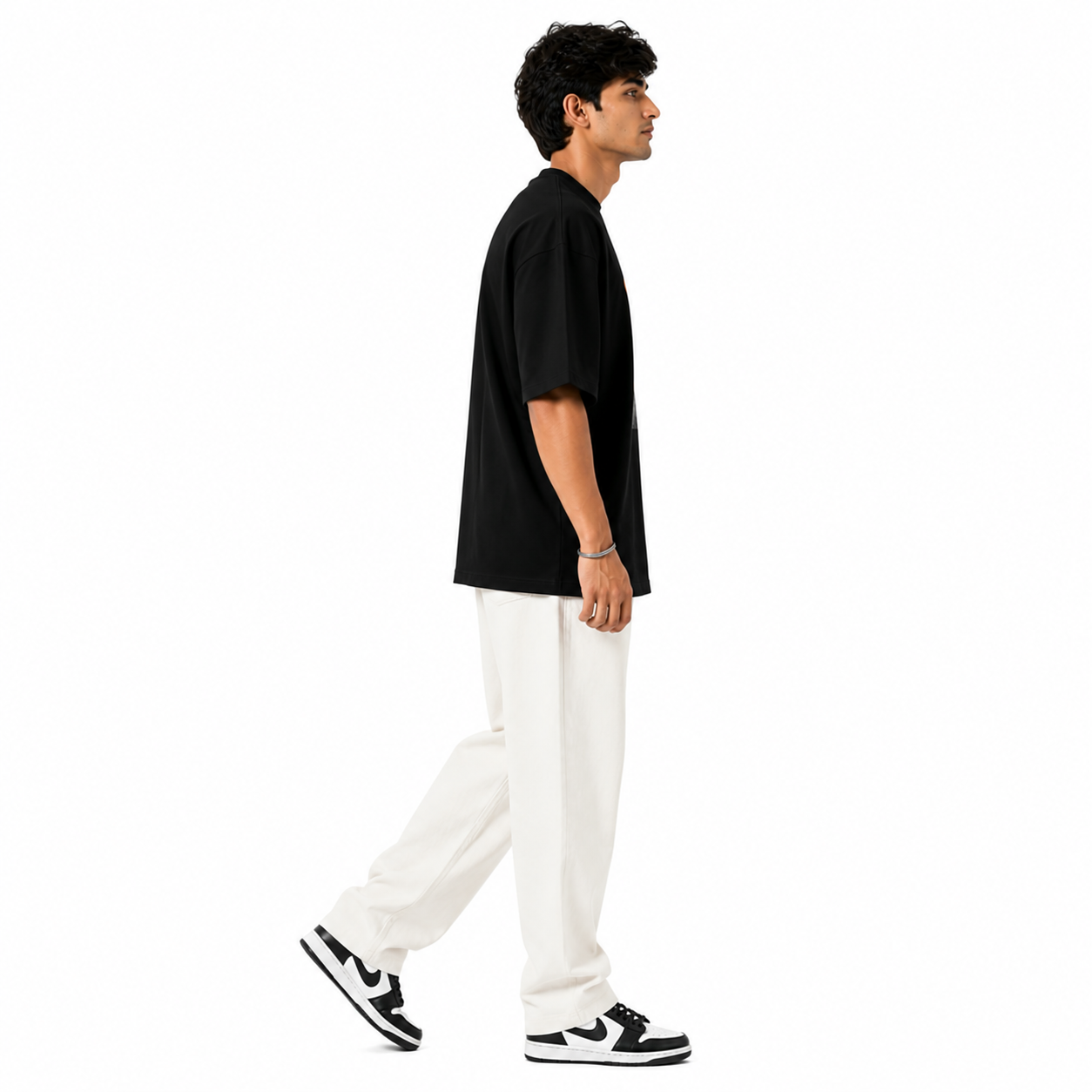 VA Oversized Never Backward Black T-Shirt – Premium 240 GSM Cotton Drop Shoulder Fit