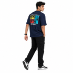 VA Oversized Anime navy blue T-Shirt – Premium 240 GSM Cotton Drop Shoulder Fit