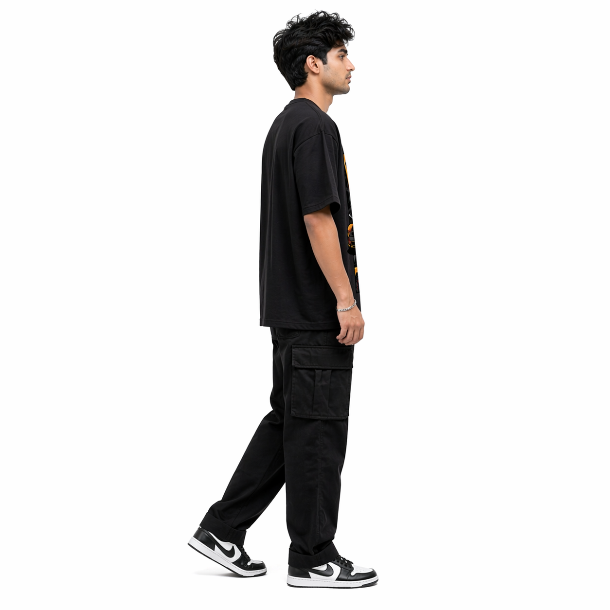 VA Oversized Black Ford Mustang T-Shirt – Premium 240 GSM Cotton Drop Shoulder Fit