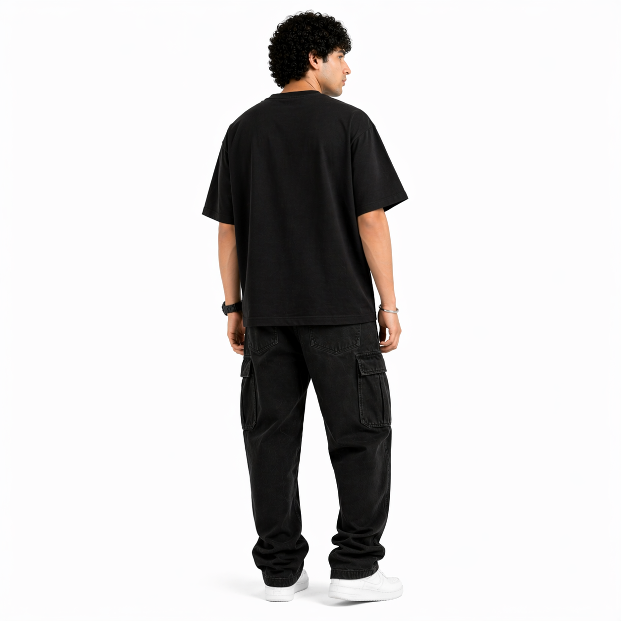 VA Oversized Black Aura T-Shirt – Premium 240 GSM Cotton Drop Shoulder Fit