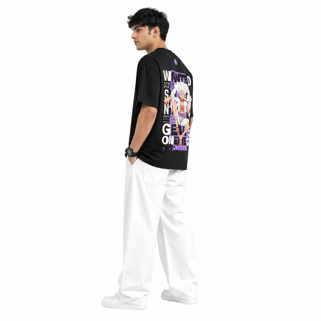 VA Oversized Black One piece T-Shirt – Premium 240 GSM Cotton Drop Shoulder Fit