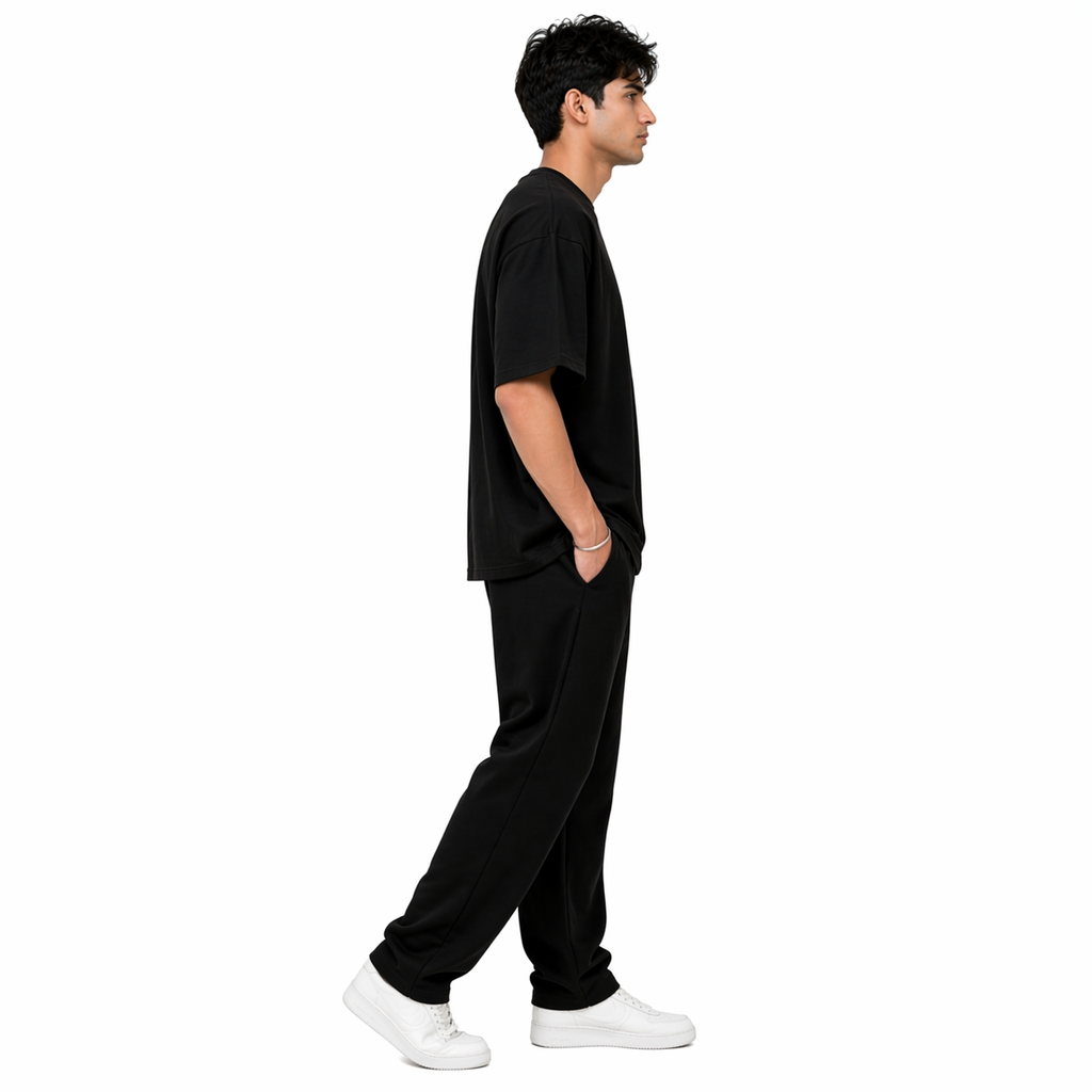 VA Oversized Black 404 Not Found T-Shirt – Premium 240 GSM Cotton Drop Shoulder Fit