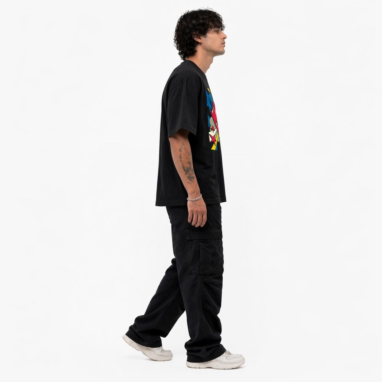VA Oversized Black Superman T-Shirt – Premium 240 GSM Cotton Drop Shoulder Fit
