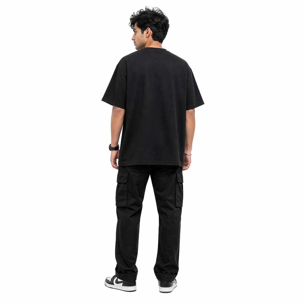 VA Oversized Black Ford Mustang T-Shirt – Premium 240 GSM Cotton Drop Shoulder Fit