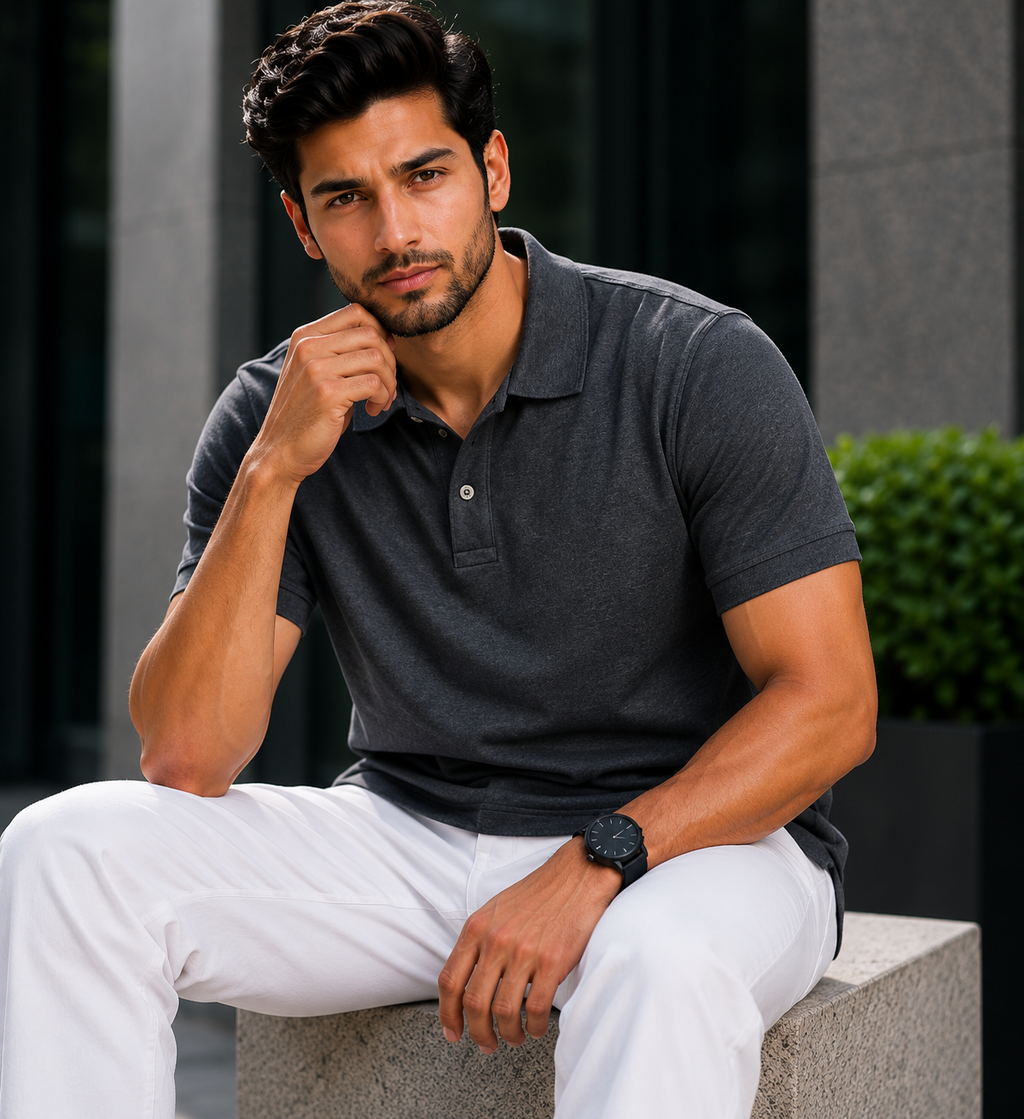 VA Premium 250 GSM Airtex Charcoal Grey Polo T-Shirt – Breathable High-Quality Polo