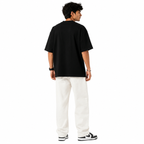 VA Oversized Never Backward Black T-Shirt – Premium 240 GSM Cotton Drop Shoulder Fit