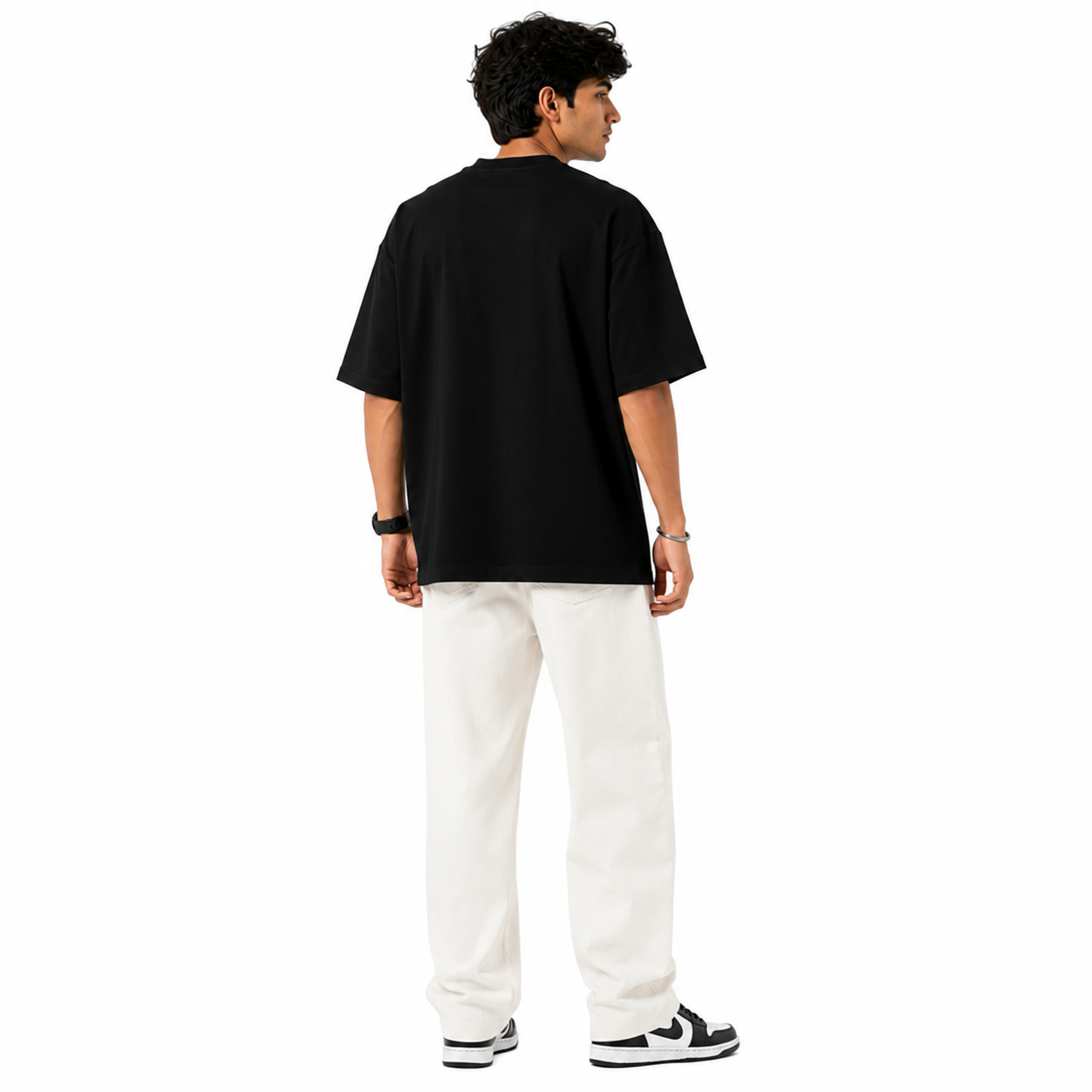 VA Oversized Never Backward Black T-Shirt – Premium 240 GSM Cotton Drop Shoulder Fit