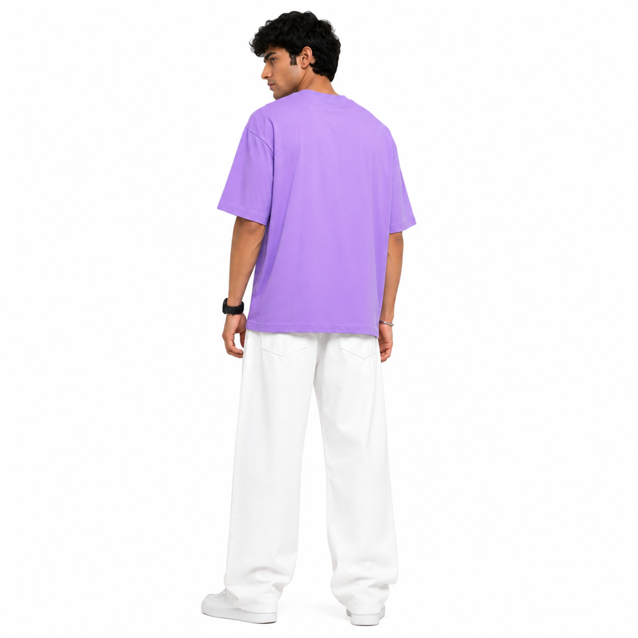VA Oversized lavender flower T-Shirt – Premium 240 GSM Cotton Drop Shoulder Fit