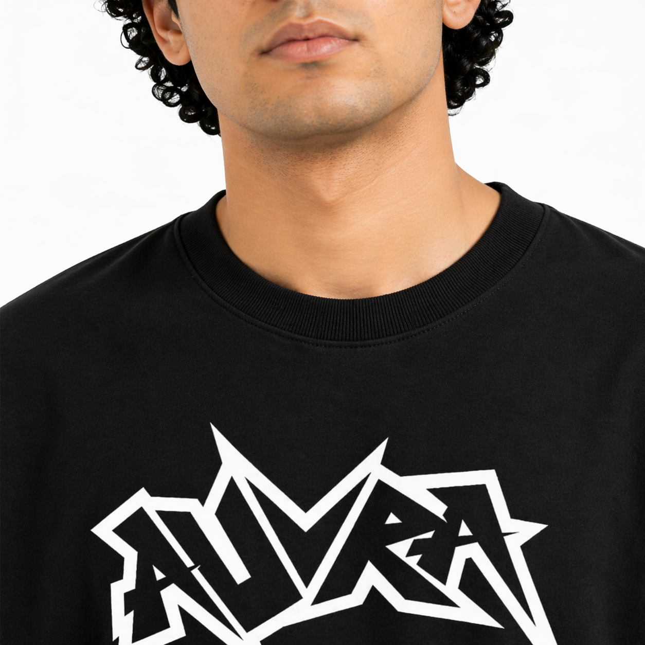 VA Oversized Black Aura T-Shirt – Premium 240 GSM Cotton Drop Shoulder Fit