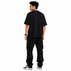 VA Oversized Exhausted Black T-Shirt – Premium 240 GSM Cotton Drop Shoulder Fit
