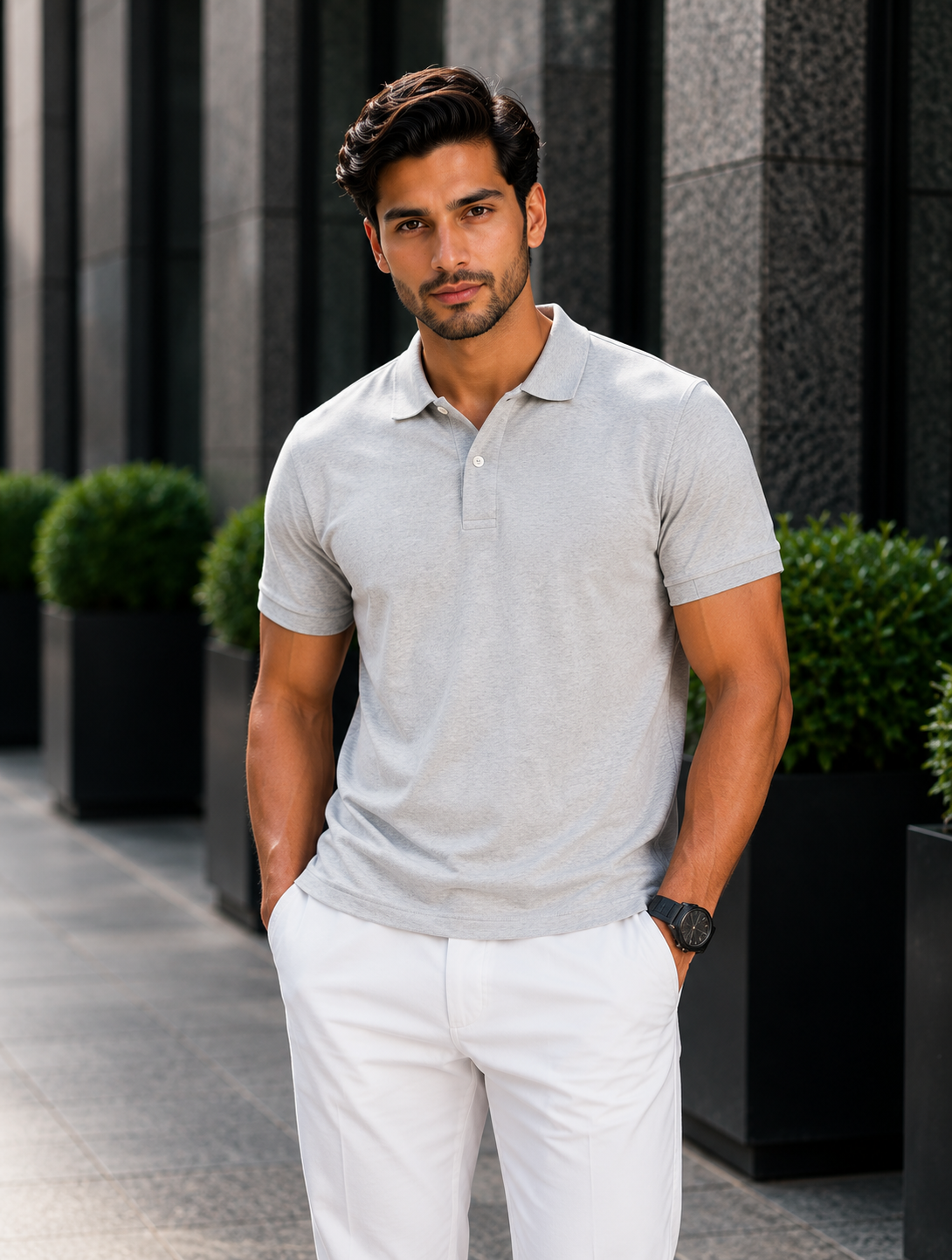 VA Premium 250 GSM Airtex Grey Polo T-Shirt – Breathable High-Quality Polo